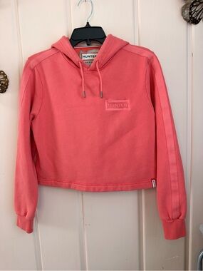 Hunter Coral Pink Cropped Hoodie Sweatshirt szXS